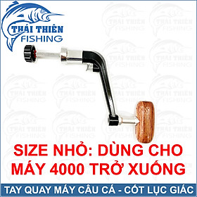 Tay Quay Máy Câu Cá Nhựa Núm Gỗ Gập Gọn Cốt Lục Giác Nhỏ