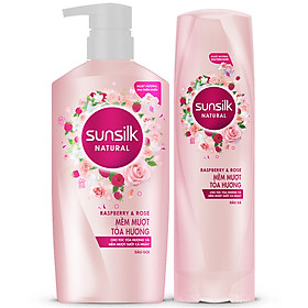 Combo Dầu Gội 650gr Và Dầu Xả 320gr Sunsilk Natural Mềm Mượt Toả Hương
