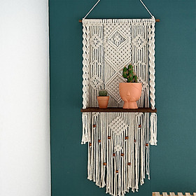 Chic Boho Style Boho Wall Shelf Macrame Handwoven Hanger Wall Decor Woven Rope