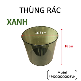 Mua Thùng rác tròn chất liệu nhựa PET cứng trong suốt - Khả năng chịu lực chịu nhiệt tốt - Thùng rác trong suốt không nắp tinh tế - Màu xanh