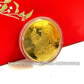 Xu 12 Con Giáp Tuổi Dậu, đường kính: 4cm, màu vàng - SP005826