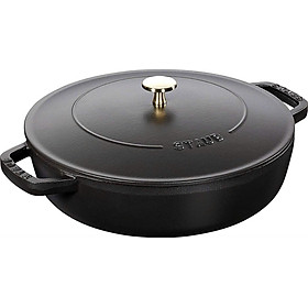 NỒI GANG STAUB BRAISER CHISTERA LID 28CM MÀU ĐEN Hàng chính hãng