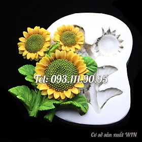 Mua Khuôn silicon làm rau câu 3 hoa hướng dương kèm lá - Loại 10 cm - Mã số 1224
