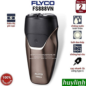 Máy cạo râu Flyco FS888VN - 2 lưỡi cạo - sạc nhanh 1h chân USB Type C - Chống nước - Hàng chính hãng tại Việt Nam