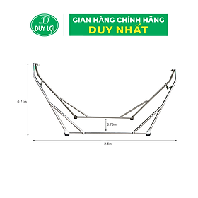 KHUNG VÕNG XẾP DUY LỢI INOX - CỠ LỚN (KHÔNG BAO GỒM LƯỚI VÕNG) - TẶNG 10 MÓC ÁO KÉP NHỰA CAO CẤP DUY LỢI