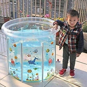 Mua Bể bơi tắm đứng thành cao cho bé trai và bé gái dưới 5 tuổi phát triển chiều cao vượt trội từ bé - Hàng loại xịn 8 thanh chống chắc chắn (kèm phao cổ  nhiệt kế  bơm đạp chân  bóng nhựa)
