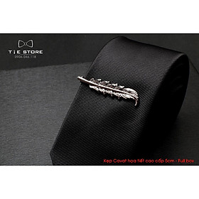 Kẹp cà vạt nam bản nhỏ ( 5cm), Kẹp Cavat hình lông chim cao cấp - tặng kèm hộp nhỏ