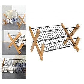 Dish Drying Rack Dish Drainer Rack 2 Tier Utensil Portable Multifunctional Bowls Cups Kitchen Dish Rack Dish Holder for Bar Household Buffet