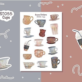 Sticker sheet cups - chuyên dán, trang trí sổ nhật kí, sổ tay | Bullet journal - Unim036