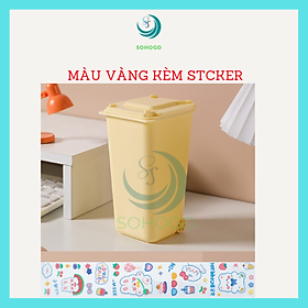 Mua  VIDEO -Thùng rác mini để bàn  trên xe ô tô kèm sticker dán 16x10x6 5cm- CHỌN MÀU- Hộp đựng bút  cọ trang điểm đa năng hình xe rác mini