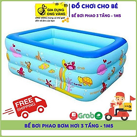 Bể Bơi Cho Bé, Bể Bơi Phao Cho Bé 3 Tầng 1M5 - 150x110xCao55Cm , Hàng Loại 1 Có Đáy Chống Trượt An Toàn Cho Bé