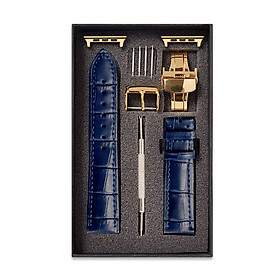 Dây Đồng Hồ Thay Thế Dành Cho Apple Watch 48 Ultra 45/44/42mm - 41/40/38mm, Chất Liệu Da Cá Sấu Cao Cấp Màu Xanh Navy Tương Thích Các Phiên Bản Series 8/7/6/5/4/3/2/1/SE Bảo Hành 12 Tháng