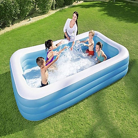 Bể bơi phao 3 tầng cao cấp cho bé và gia đình (240x160x65cm)-giao mẫu ngẫu nhiên-Tặng kèm miếng dán và keo dán.