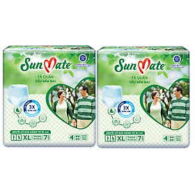 Mẫu mới Combo 2 Tã quần SunMate siêu mềm mại G1 mới size XL-07 miếng