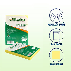 Giấy nhớ Officetex 3x4 OT21-002 màu vàng Kích thước 76x101mm