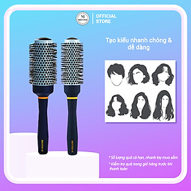 Lược tròn tạo phồng, sấy tạo kiểu cao cấp Hàn Quốc cho nam nữ BRITISH M Hot Curling Ceramic Brush