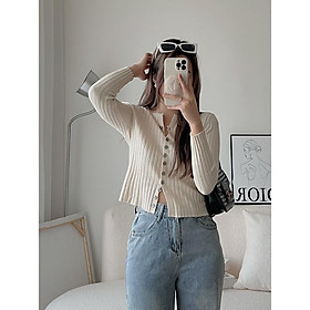 Áo khoác cardigan len tăm 11 khuy siêu co giãn, chất len mềm mịn