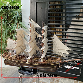 [Dài 76cm - Xuất Khẩu] Mô hình thuyền gỗ thuyền trang trí tàu chiến cổ Cutty Sark - Gỗ muồng đen - Thân tàu dài 60cm - Buồm vải bố