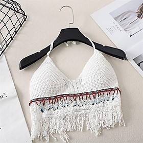 Áo bra len móc phối hạt cườm tua rua hàng QC