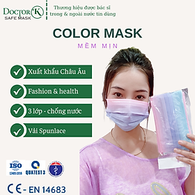 < 1 BỊCH 10 CÁI> Khẩu trang y tế NHIỀU MÀU -  Color Mask Gradient - Chất vải Spunlace mềm mại  - An tâm sử dụng