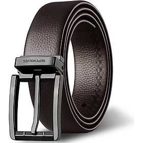 Seven wolves men's belt business casual top layer leather pin buckle belt belt men 7A528112000-09 brown