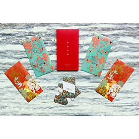 Bộ 4 phong bao lì xì chủ đề cá chép vàng
