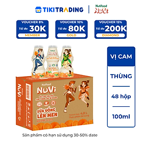 Thùng 48 hộp sữa uống lên men Nuvi vị Cam 100ml