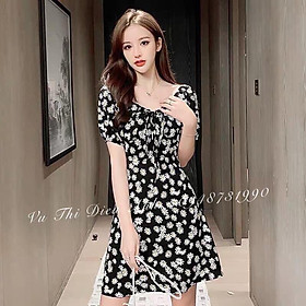 Đàm xòe in hoa dây rút thời trang 2020
