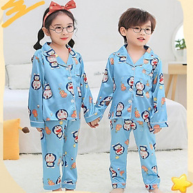 Bộ Ngủ Pijama Cho Bé Trai Bé Gái, Bộ Ngủ Mặc Nhà Chất Lụa In Hình Cực Yêu Cho Bé Từ 6-27kg Moon House