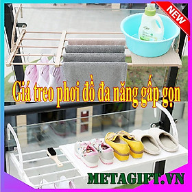 Mua Giá kệ phơi đồ quần áo treo ban công cửa sổ lan can đa năng gấp gọn thông minh