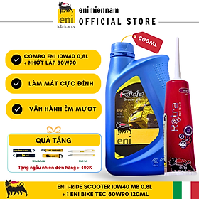 (Nhập khẩu) Combo Eni Scooter 10W40 0.8L + Nhớt Láp 80W90 120ML