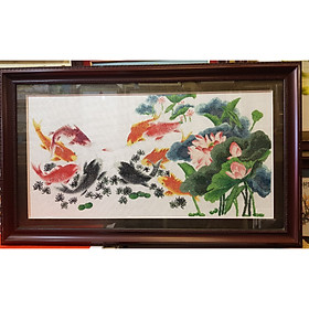 Mua Cửu ngư xum vầy- Cửu ngư quần tụ -Tranh thêu tay chữ thập -CT22