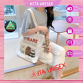 Hình ảnh Túi Tote Vải Canvas Nữ Ulzzang Hot Trend Kita Unisex - Mẫu BARE BEAR - Ảnh thật