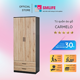 Tủ quần áo gỗ hiện đại SMLIFE Carmelo  | Gỗ MDF dày 17mm chống ẩm | D80xR50xC180cm - Màu