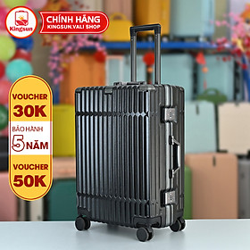 Vali khung nhôm khóa sập size 20/24, bịt 4 góc kim loại KS-051