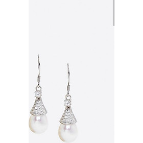 Bông Tai Bạc Giọt Nước Ngọc Trai Trắng Freesize