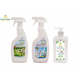Combo Sản Phẩm Gốc Thực Vật TLC2 Peace Mass Nước Cọ Toilet + Nước Lau Kính 700ml + Nước Rửa Tay 340ml (Thuộc nhóm Sản phẩm Lành tính / Sinh học)
