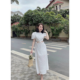 Đầm midi dáng dài dự tiệc MYMY dạo phố khoét eo sang trọng
