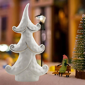 Nordic Christmas Tree Statue Ceramic Tea Light Candle Holder Ornament Artwork Collecitble Figurine Bookshelf Countertop  Decor