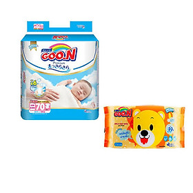 Tã dán Goo.n Premium NB70/S64/M60/L50/XL46 tặng 1 gói khăn ướt Goo.n 66 miếng