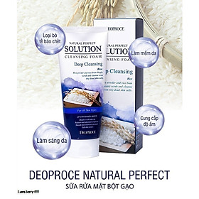 Sữa rửa mặt gạo Deoproce Natural Perfect Solution Cleansing Foam Deep Cleansing chiết xuất từ gạo lứt 170g