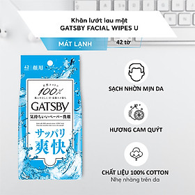 Khăn giấy ướt Gatsby Cool ngừa mụn giảm bóng nhờn gói 42 miếng