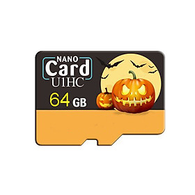 Pumpkin Pattern Micro SD Card 8GB/16GB/32GB/64GB/128GB Mini Flash Memory Storage UHS-1 Class 10 TF Card Memory Size:64GB
