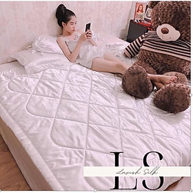 Trọn Bộ Chăn Ga Gối Phi Lụa Lavish Silk Cao Cấp Mát Lạnh Hàng Loại 1 Không Nối Vải -Trắng