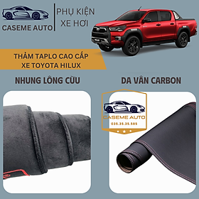 Thảm Taplo 3 Lớp Dành Cho Xe TOYOTA HILUX, Nhung Lông Cừu Và Da Vân Carbon Cao Cấp - Hàng Chính Hãng
