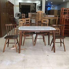 Mua Bộ bàn ăn giả đá và Ghế Song Tiện - màu Nâu óc chó