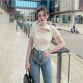 Áo croptop hở ngực nhún thời trang XIXO cao cấp - mã ATN0054