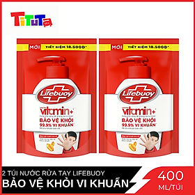 COMBO 2 túi Nước rửa tay Lifebuoy Bảo vệ vượt trội 10 túi Đỏ 400gX2