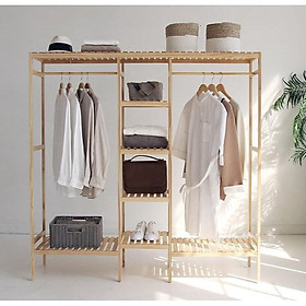 Mua Kệ treo quần áo - Kệ treo quần áo gỗ thông 3 ngăn