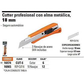 Dao rọc giấy 18mm., màu cam, Truper - CUT-6
